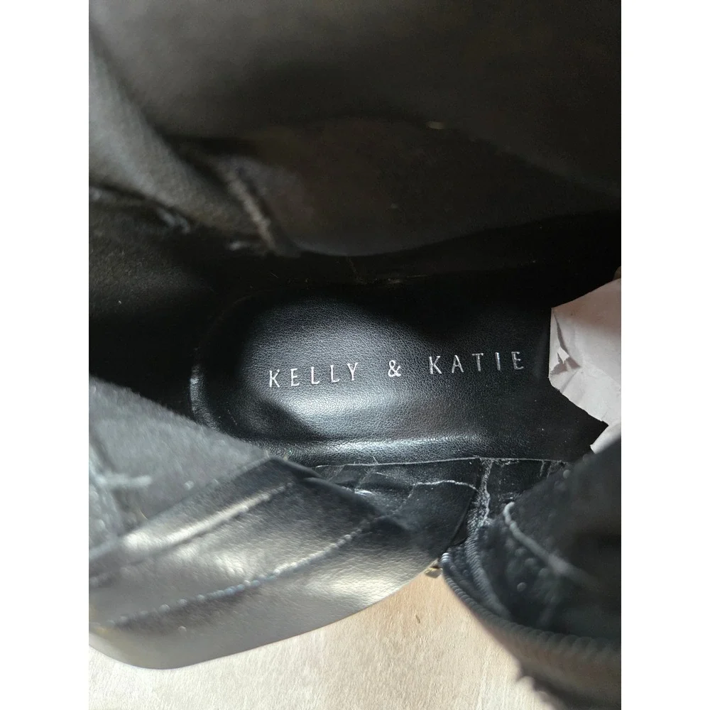 Kelly & Katie Equestrian Knee High Boots 6 Wide Black Buckle Harness Riding Moto